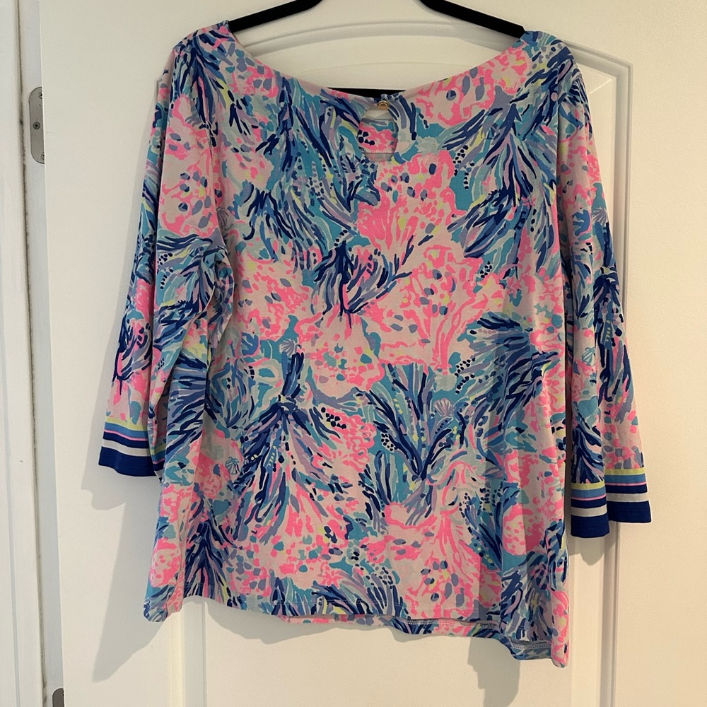 Lilly Pulitzer Pink and Blue Floral Blouse - Picture 2 of 3